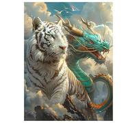 Dragón Diamond Painting Adultos, 5D Tigre Pintura de Diamante Punto de Cruz para Adultos y Niños, DIY Manualidades Cuadros de Arte para Decoración de Pared Salón y Oficina 80x110 cm L-Y702