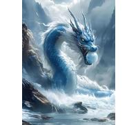 Dragón Diamond Painting Kit Completo, 5D Diamond Painting Animal Pintura Diamante Niños DIY Cristal Strass Punto de Cruz Manualidades Puzzle Diamantes Adultos para Decoración Hogar 80x110cm c7-136