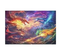 Dragón Divino Puzzle 1000 Piezas Estera Portátil 3D Magical animaless Rompecabezas Familiar para Hombres Y Mujeres Aliviar Estrés Decoración Hogar 1000 PCS