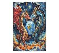 Dragón Divino Puzzles 1000 Piezas Estera Portátil Magical animalesess Rompecabezas para Adultos Desafío Intelectual Aliviar Estrés Decoración Hogar 3D 1000 PCS
