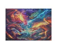 Dragón Divino Puzzles 300 Piezas Estera Portátil Plegable Magical animaless Rompecabezas para Adultos Desafío Intelectual Aliviar Estrés Decoración Hogar 3D 300 PCS