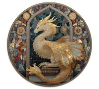 Dragón Dorado, Atardecer, Cielo y Arcos Rompecabezas para Adultos 1000pcs (67.5x67.5cm),Juegos De Desafío De