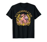 Dragón dorado con rosas rosas y cadenas barrocas Camiseta