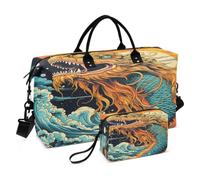 DragóN Dorado Rugiendo MíStico Bolsa de Natación Deportiva Fitness Bolsa de Equipaje Semana Bolsa con Bolsa de Maquillaje para Viajes