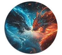 Dragón Dual Místico Puzzle de 1000 Piezas Redondo Papel para Adultos Estilo Fantasía