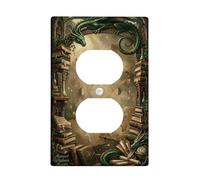 Dragon Duplex - Placa de pared con diseño de libros vintage de fantasía, sin globo de plástico verde, tamaño estándar, para enchufes eléctricos para nuevo apartamento, hogar, dormitorio, oficina