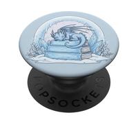 Dragón Durmiendo En Libros Fantasía Nieve PopSockets PopGrip Adhesivo