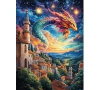 Dragón en Castillo mágico Puzzles 300 Piezas Obra De Arte 3D Familiar Premium Rompecabezas para Adultos Aliviar Estrés Decoración Hogar Moderno DIY 300 PCS