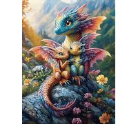 Dragón en el Bosque mágico Puzzle 1000 Piezas Papel Adolescentes Cuento de Hadas de acompañamiento mágico Actividad Familiar Educativa Mejora Coordinación Ojo-Mano Fiestas Navideñas