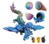 Dragón en huevo 3D - Figura decorativa coleccionable de 23 cm con huevo de 12 cm, dragón azul-verde-morado, elemento móvil, decoración de fantasía (14+)