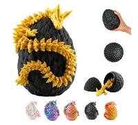 Dragón en huevo 3D - Huevo de dragón con dragón figura de 36 cm | Huevo grande de 12 cm | Dragón sorpresa multicolor en dorado y negro | Juguete de fantasía móvil y figura coleccionable para niños