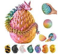 Dragón en huevo en 3D - Huevo de dragón con dragón figura de 36 cm | Huevo grande de 12 cm | Dragón sorpresa multicolor en rojo amarillo verdoso | Juguete de fantasía móvil y figura coleccionable para