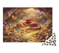 Dragón en la Cueva Puzzle de 1000 Piezas Guarida de Fantasía de Dragón Puzzle de Papel para Adultos Relajación Decoración Hogar Regalo 52x38cm/1000pcs