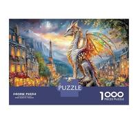 Dragón en París 1000 Piezas Conjunto De Rompecabezas Complejo para Desafío Extremadamente Difícil Dragon Torre Eiffel Adaptado para Después del Colegio Y Puzzles Mejor Calificados 38x26cm/1000pcs