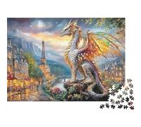 Dragon en París Sturdy Cardboard DIY Urban Arte del Paisaje Jigsaw Puzzle Adults Kids Cognitive Development for Housewarming Holiday Puzzle Lovers 70x50cm/1000pcs