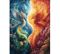 Dragon et Phénix Dans le Ciel coloré Puzzle 1000 Piezas Cartón Blanco Premium para Expertos Mitos fantásticos Actividad Compartir Familia Desarrollo Cognitivo Garantía Satisfacción 1000 PCS