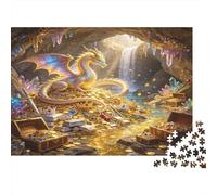 Dragón Fantasía Cueva del Tesoro Puzzle de 1000 Piezas Papel para Adultos Escena de Caverna Mágica Relajante Enfoque Regalo Familia Hogar 38x26cm/1000pcs