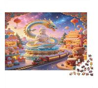 Dragón Fantasía Escena de Cuento Puzzle de 1000 Piezas Puzzle para Adultos Papel Mundo Soñado Relajación Decoración Regalo Hogar 70x50cm/1000pcs