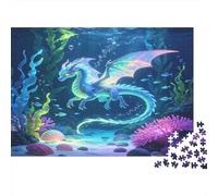 Dragón Fantasía Submarino Puzzle de 1000 Piezas Papel para Adultos Estilo Océano Mágico Juego de Puzzle 1000 Piezas Relajación Decoración Regalo Interacción Familiar 52x38cm/1000pcs