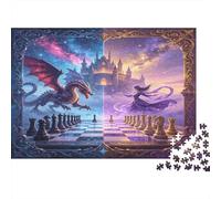 Dragón Fantasía Tablero de Ajedrez Puzzle de 1000 Piezas Papel para Adultos Escena Castillo Mágico Puzzle para Toda la Familia Relajación Decoración Regalo Nan