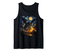 Dragón Fantasía Van Gogh Noche Estrellada Arte Mágico Dramático Camiseta sin Mangas