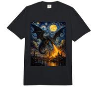 Dragón Fantasía Van Gogh Noche Estrellada Arte Mágico Dramático Comfort Colors Adult Heavyweight T-Shirt