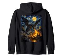 Dragón Fantasía Van Gogh Noche Estrellada Arte Mágico Dramático Sudadera con Capucha
