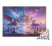 Dragón Fantástico Castillo Puzzle de 1000 Piezas Papel Puzzle para Adultos Escenario de Ajedrez Mágico Relajante Regalo Hogar 38x26cm/1000pcs
