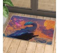 Dragon Fantasy - Felpudo de puerta de atardecer cósmico para entrada al aire libre e interior, decoración mítica, goma impermeable, antideslizante, absorbe el polvo, fácil de limpiar, 29 x 17 pulgadas