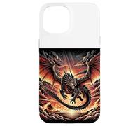 Dragón Feroz en el Cielo Nocturno ardiente ilustración de fantasía Carcasa para iPhone 15