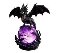 Dragon Figurine - Gothic Resin Sculpture with Ball, Dragon Statues Figurines, Mythical Winged Behemoth Orb Statue | Medieval Fantasy Creature Tabletop Emblem for Yard Outside Porch Backyard Halloween
