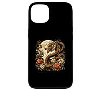 Dragón Floral Lunar carmesí en G0lden Art Noveau Carcasa para iPhone 13