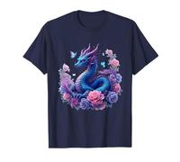 Dragón Flores Hermoso Arte Colorido Gráfico Camiseta