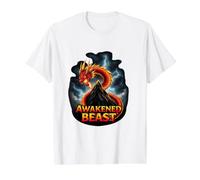 Dragón Fresco de la Bestia Despierta en la montaña Camiseta gráfica económica, Hombre, Blanco, L