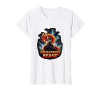 Dragón Fresco de la Bestia Despierta en la montaña Camiseta gráfica económica, Mujer, Blanco, L
