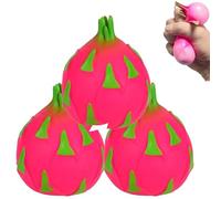 Dragon Fruit Squishy, Giant Dragonfruit Squishy’s Jumbo, Dragon Fruit Squishy Stress Ball, Anxiety Relief, Focus Soft, for Kids & Adults (3PCS)