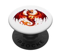 Dragón Fuego Dragón Criatura mítica Animales Escudo Legendario Mitos PopSockets PopGrip Adhesivo