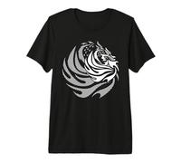 Dragón Fuego Espiral Criatura Mística Abstracto Ilustración Camiseta Premium