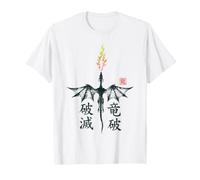 Dragón Fuego Japón Personajes Kanji Fantasía Camiseta