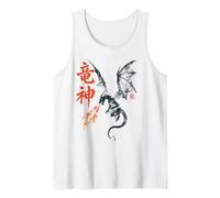 Dragón Fuego Japón Personajes Kanji Fantasía Camiseta sin Mangas