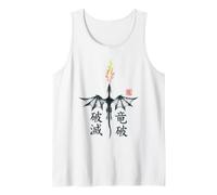 Dragón Fuego Japón Personajes Kanji Fantasía Camiseta sin Mangas