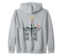 Dragón Fuego Japón Personajes Kanji Fantasía Sudadera con Capucha