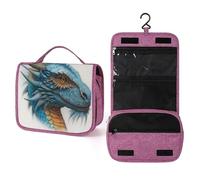 Dragon Head - Neceser de viaje azul para mujer, organizador de maquillaje colgante con gancho para champú