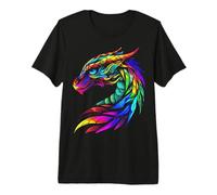 Dragón Hojas Colorido Arte Animal Gráfico Anime Camiseta Premium