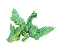 Dragón impreso en 3D con ala articulada completa voladora, juguetes de dragón para decoración del hogar, Pascua para los amantes de los dragones, estatuas y figuras de jardín de gnomos grandes (verde