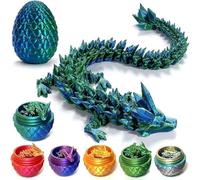 Dragón impreso en 3D, huevos de dragón realistas en el huevo, articulado, totalmente móvil, dragón de cristal con huevo de dragón, juguete inquieto para niños, adultos, hogar, oficina, juguete de