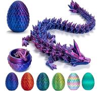 Dragón impreso en 3D, huevos de dragón realistas en el huevo, articulado, totalmente móvil, dragón de cristal con huevo de dragón, juguete inquieto para niños, adultos, hogar, oficina, juguete de