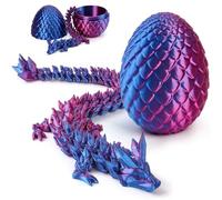 Dragón impreso en 3D, huevos de dragón realistas en el huevo, articulado, totalmente móvil, dragón de cristal con huevo de dragón, juguete inquieto para niños, adultos, hogar, oficina, juguete de
