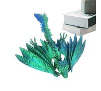 Dragón impreso en,Juguete de dragón impreso en,Juguetes de decoración de oficina | Juguete Dragón Wyven con plumas, Estatuas de dragón en miniatura articulada, Juguete de escritorio romano para