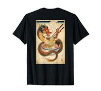 Dragón japonés Comiendo Ramen - Ukiyo-e Art Aesthetic Back Camiseta